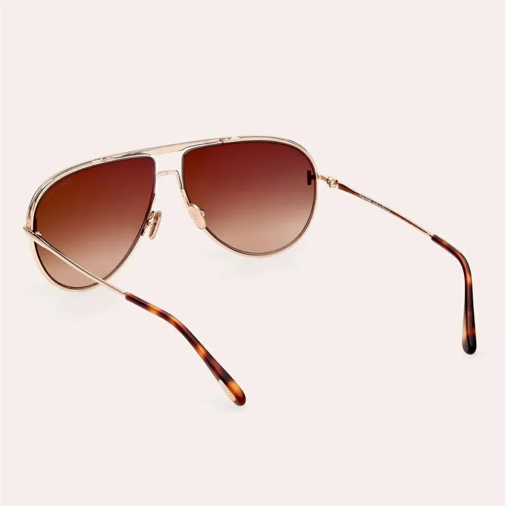 Tom Ford Theo 60mm Gradient Pilot Sunglasses Rose Gold MSPR $ 550.00